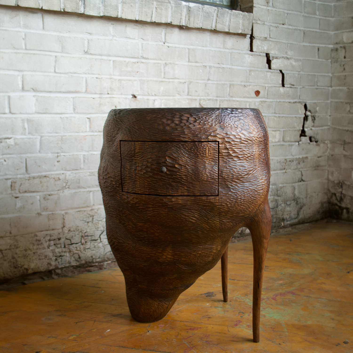 Hand-Carved Side Table