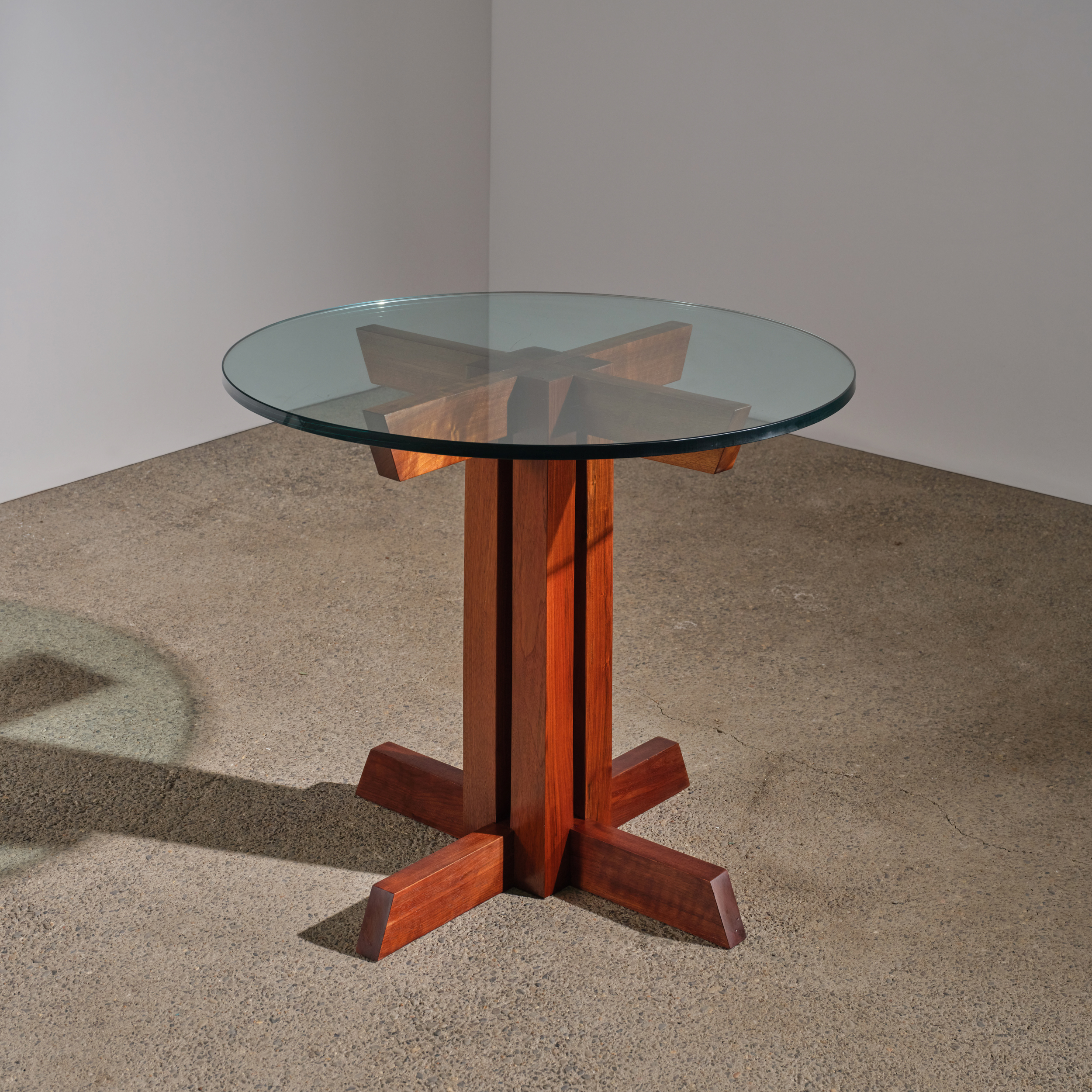 George Nakashima - Round Cluster-Base Table with Glass Top