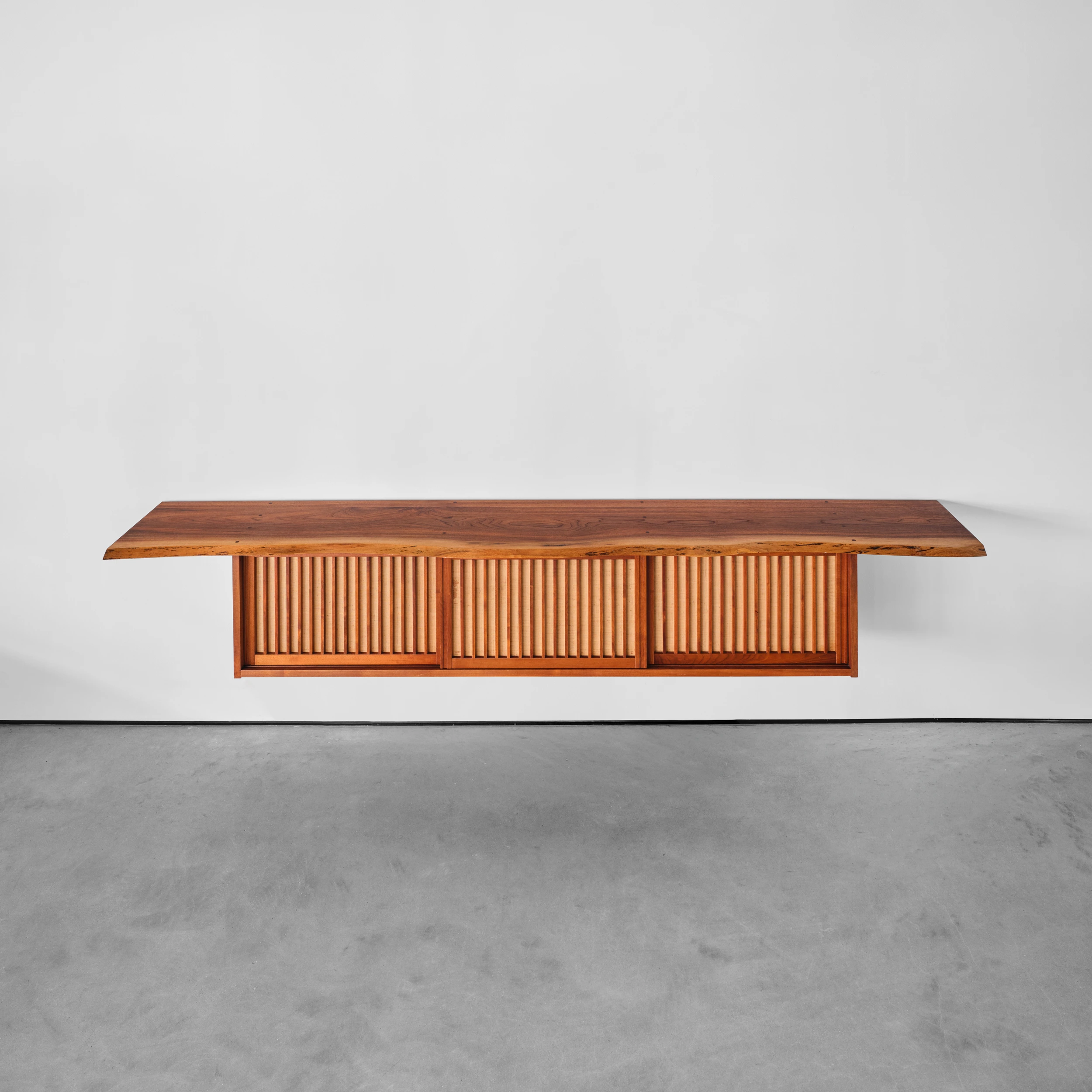 George Nakashima - "Special Wall Case" Triple Sliding Door Wall-Hung Cabinet