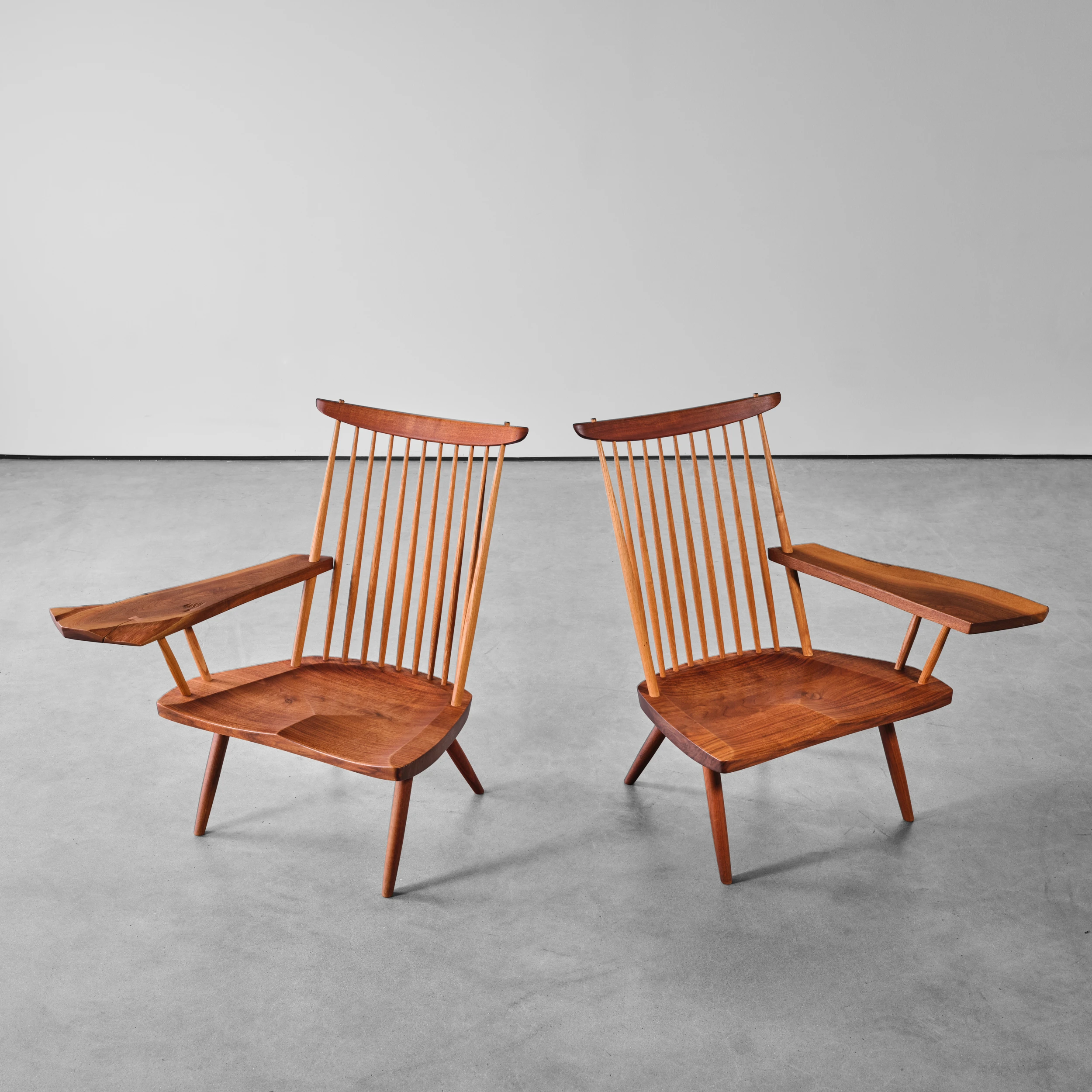 George Nakashima | Sakura Seisakusho - New Lounge Chair with Free-Form Arms | Pair (Sakura Seisakusho)